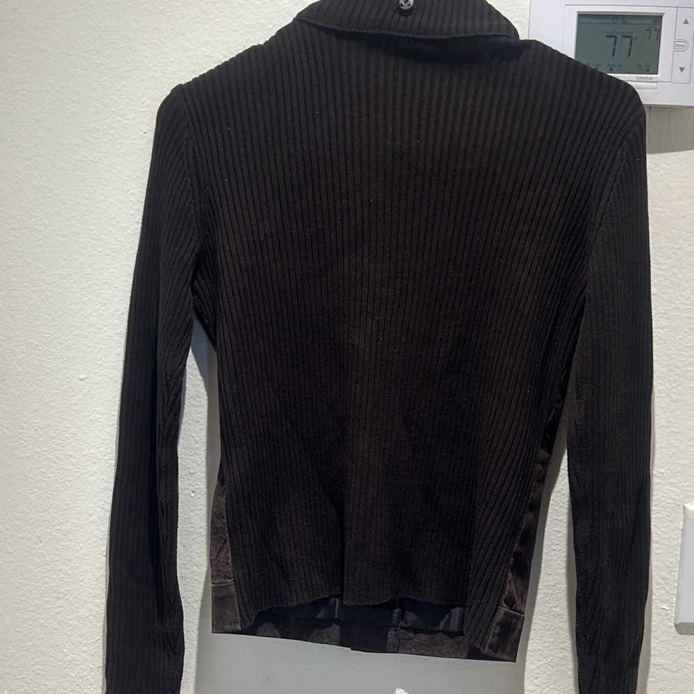 Elegant Dark Brown Suede Bomber Jacket - Picture 5 of 6